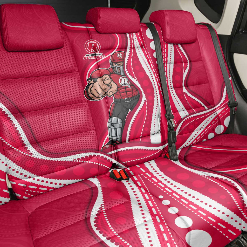 Melbourne Renegades Back Car Seat Cover Aboriginal Dot Art Red White - Tribal Wave Pattern