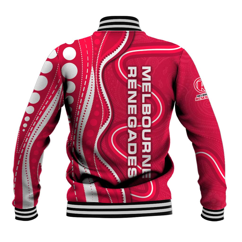 Melbourne Renegades Baseball Jacket Aboriginal Dot Art Red White - Tribal Wave Pattern