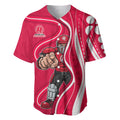 Melbourne Renegades Baseball Jersey Aboriginal Dot Art Red White - Tribal Wave Pattern