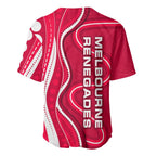 Melbourne Renegades Baseball Jersey Aboriginal Dot Art Red White - Tribal Wave Pattern