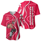 Melbourne Renegades Baseball Jersey Aboriginal Dot Art Red White - Tribal Wave Pattern