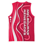 Melbourne Renegades Basketball Jersey Aboriginal Dot Art Red White - Tribal Wave Pattern