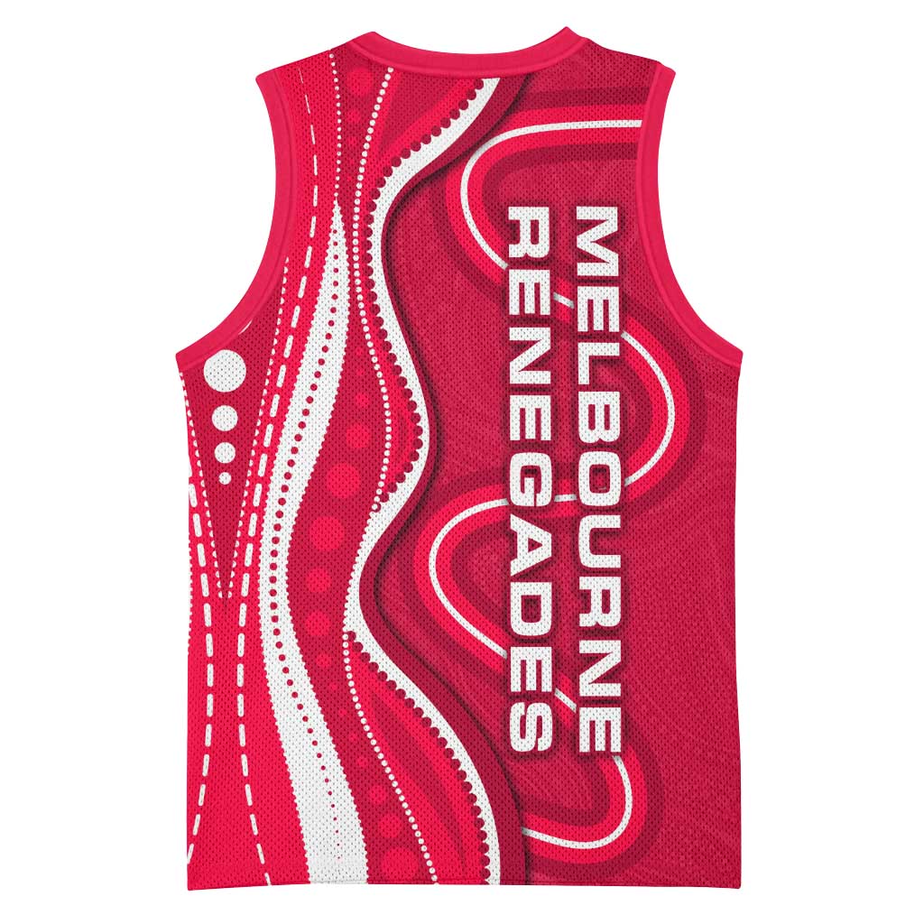 Melbourne Renegades Basketball Jersey Aboriginal Dot Art Red White - Tribal Wave Pattern