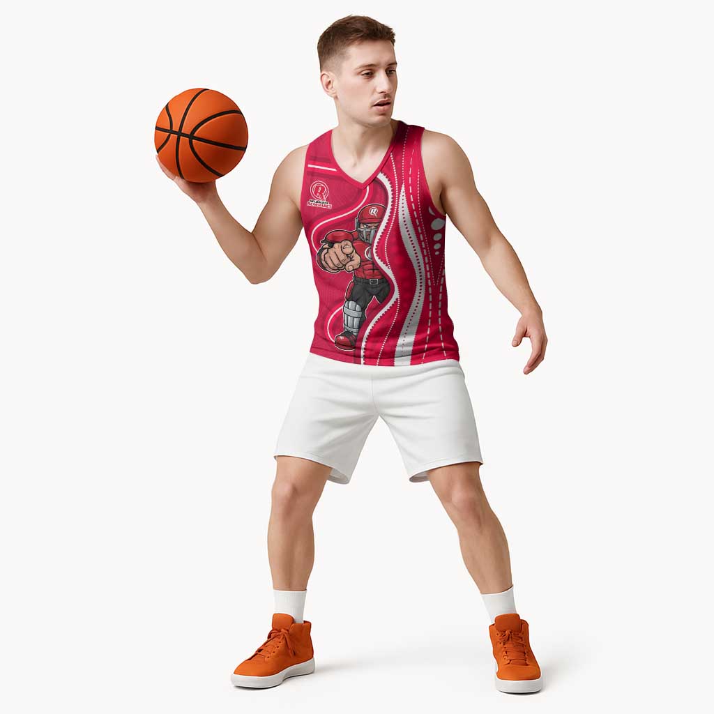 Melbourne Renegades Basketball Jersey Aboriginal Dot Art Red White - Tribal Wave Pattern