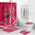 Melbourne Renegades Bathroom Set Aboriginal Dot Art Red White - Tribal Wave Pattern