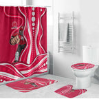 Melbourne Renegades Bathroom Set Aboriginal Dot Art Red White - Tribal Wave Pattern