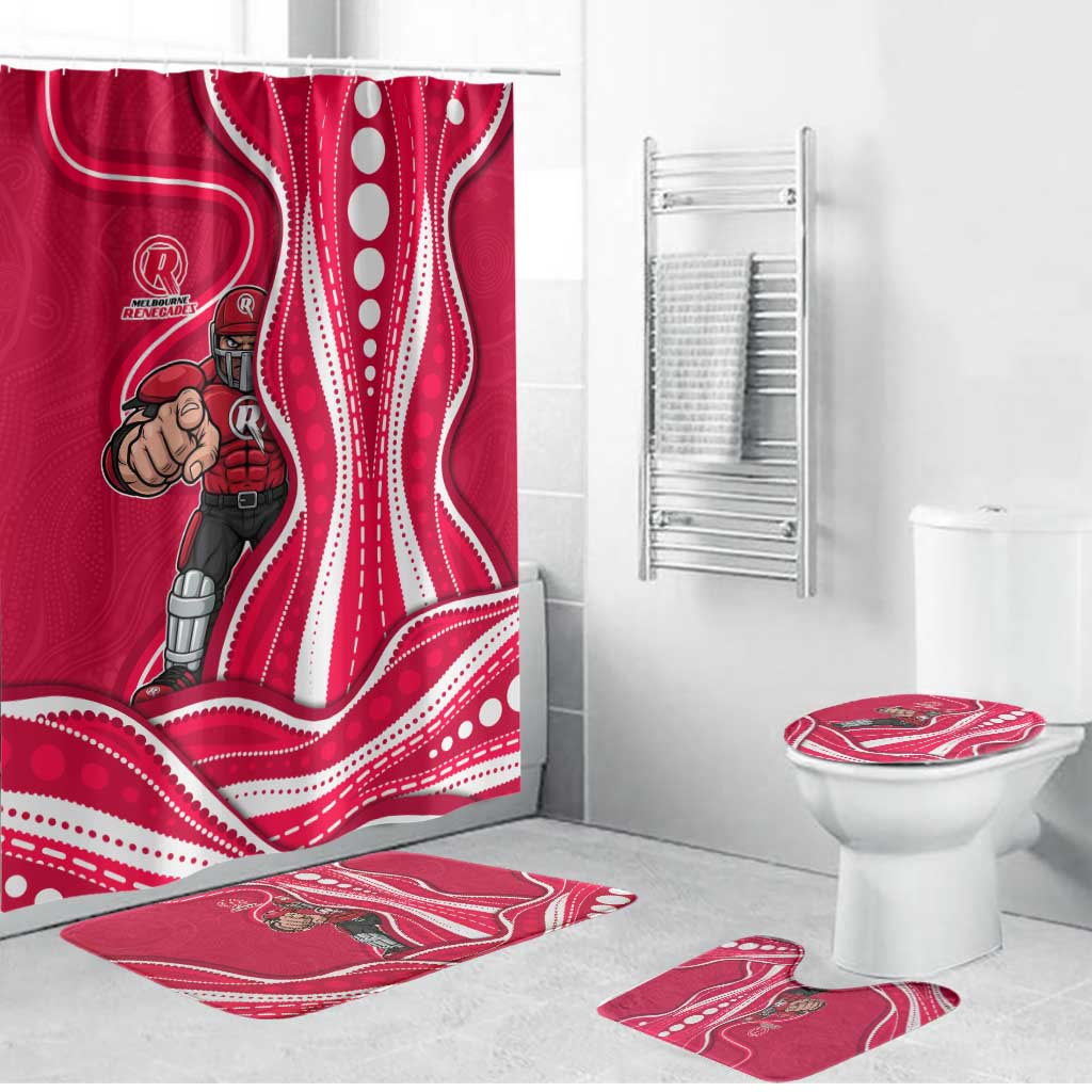 Melbourne Renegades Bathroom Set Aboriginal Dot Art Red White - Tribal Wave Pattern