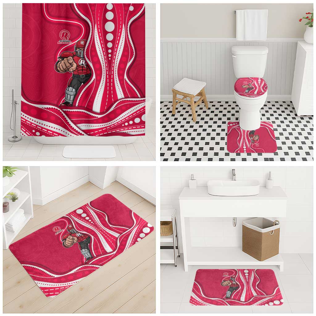 Melbourne Renegades Bathroom Set Aboriginal Dot Art Red White - Tribal Wave Pattern