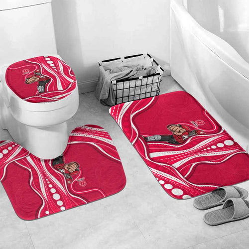 Melbourne Renegades Bathroom Set Aboriginal Dot Art Red White - Tribal Wave Pattern