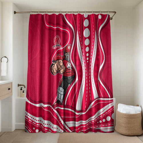 Melbourne Renegades Bathroom Set Aboriginal Dot Art Red White - Tribal Wave Pattern