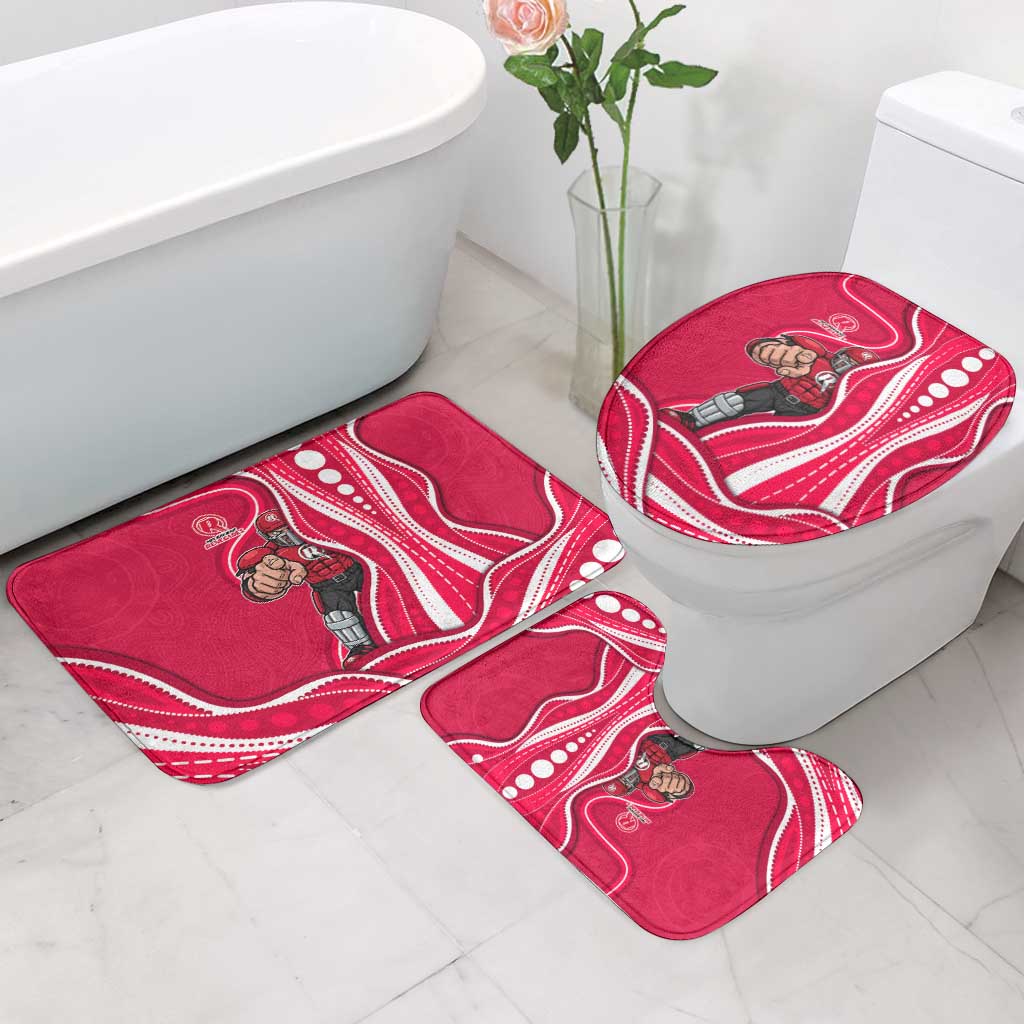 Melbourne Renegades Bathroom Set Aboriginal Dot Art Red White - Tribal Wave Pattern