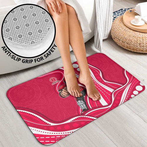 Melbourne Renegades Bathroom Set Aboriginal Dot Art Red White - Tribal Wave Pattern