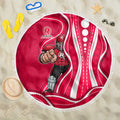 Melbourne Renegades Beach Blanket Aboriginal Dot Art Red White - Tribal Wave Pattern