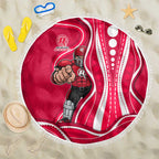 Melbourne Renegades Beach Blanket Aboriginal Dot Art Red White - Tribal Wave Pattern