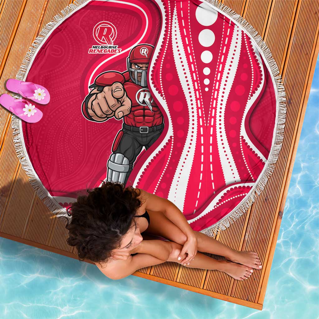 Melbourne Renegades Beach Blanket Aboriginal Dot Art Red White - Tribal Wave Pattern