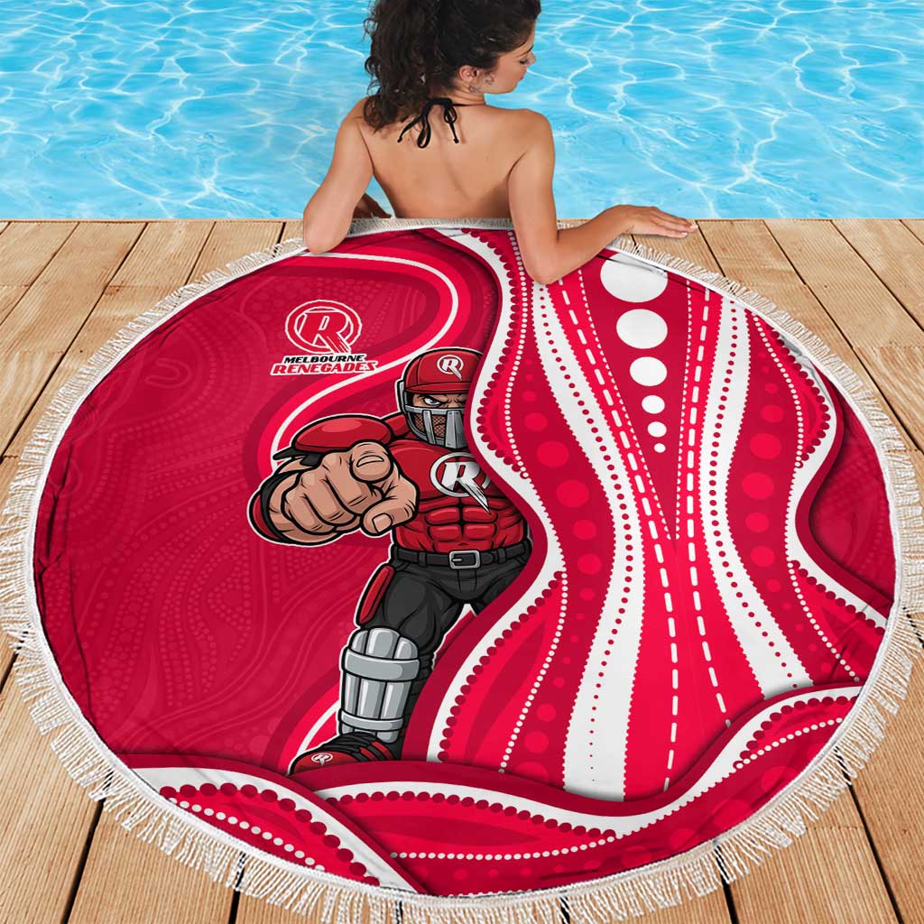 Melbourne Renegades Beach Blanket Aboriginal Dot Art Red White - Tribal Wave Pattern