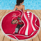 Melbourne Renegades Beach Blanket Aboriginal Dot Art Red White - Tribal Wave Pattern