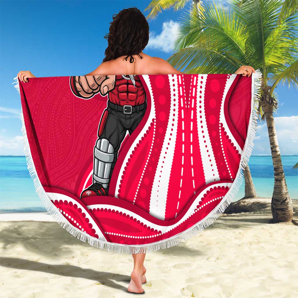 Melbourne Renegades Beach Blanket Aboriginal Dot Art Red White - Tribal Wave Pattern