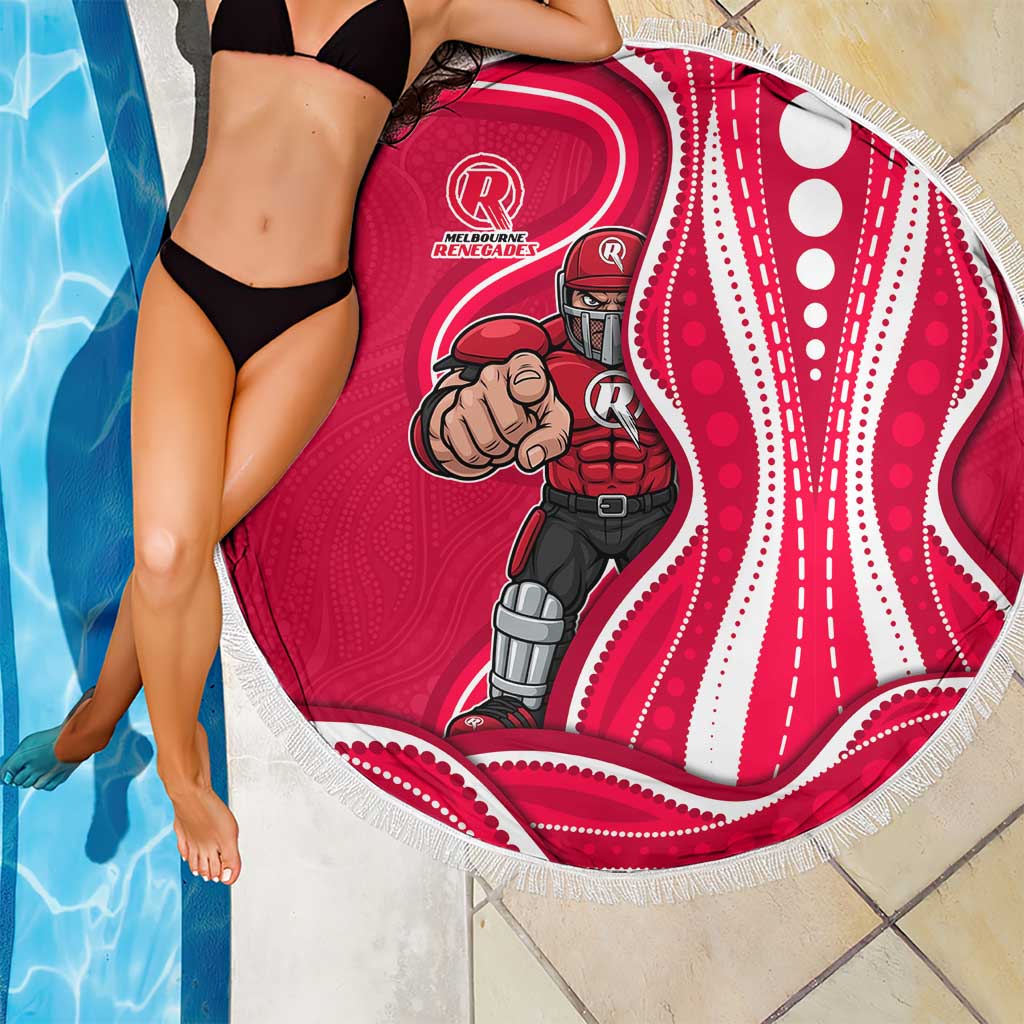 Melbourne Renegades Beach Blanket Aboriginal Dot Art Red White - Tribal Wave Pattern