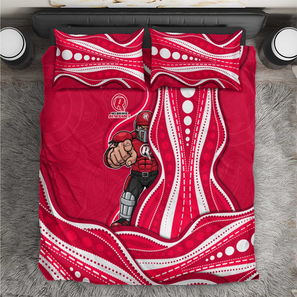 Melbourne Renegades Bedding Set Aboriginal Dot Art Red White - Tribal Wave Pattern