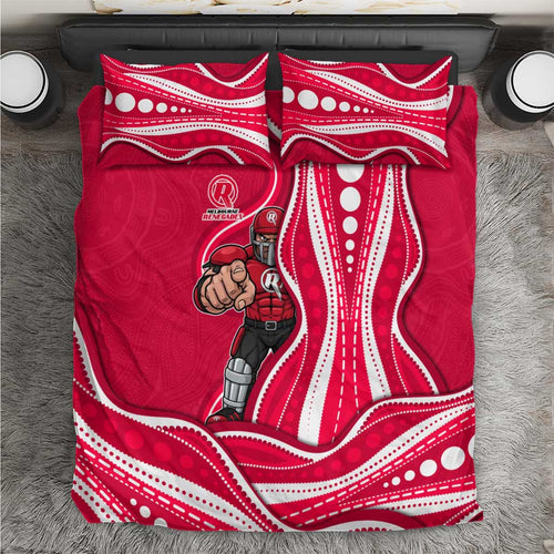 Melbourne Renegades Bedding Set Aboriginal Dot Art Red White - Tribal Wave Pattern