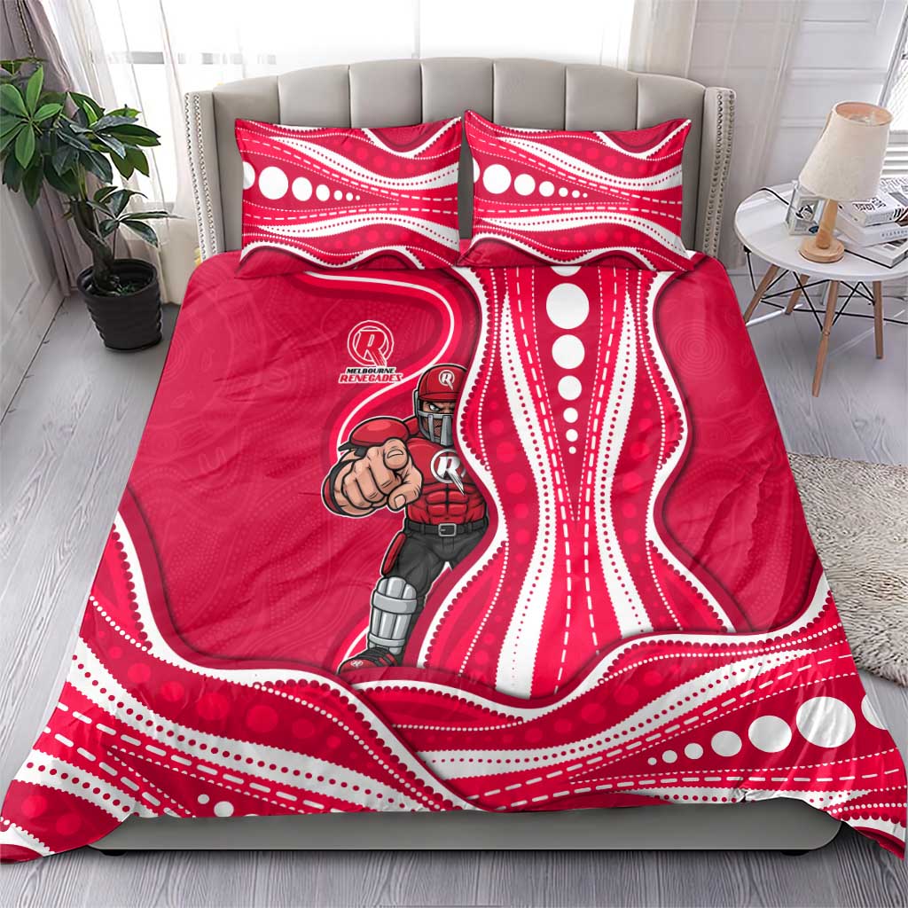 Melbourne Renegades Bedding Set Aboriginal Dot Art Red White - Tribal Wave Pattern