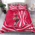 Melbourne Renegades Bedding Set Aboriginal Dot Art Red White - Tribal Wave Pattern