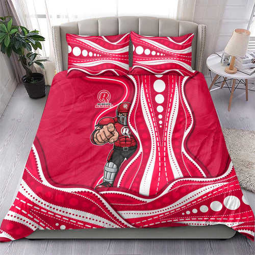 Melbourne Renegades Bedding Set Aboriginal Dot Art Red White - Tribal Wave Pattern