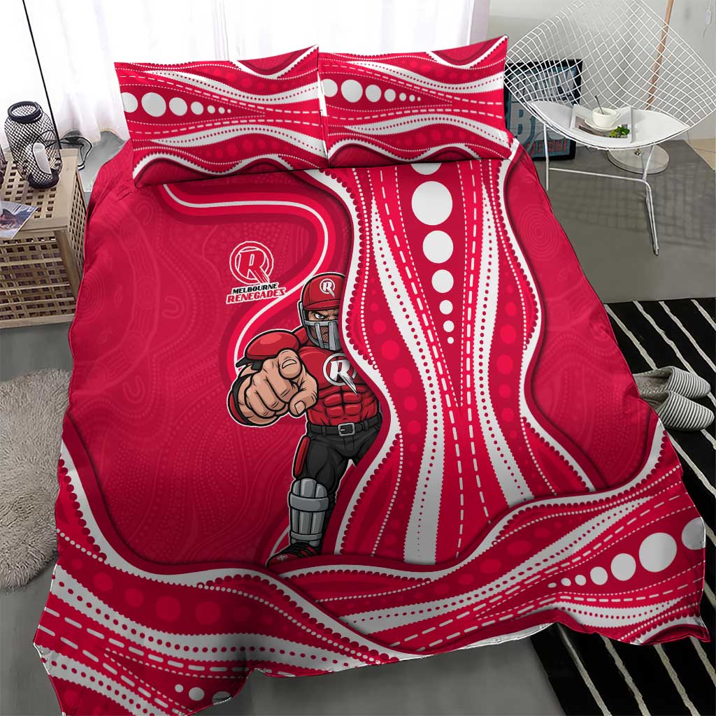 Melbourne Renegades Bedding Set Aboriginal Dot Art Red White - Tribal Wave Pattern