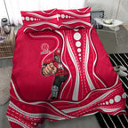 Melbourne Renegades Bedding Set Aboriginal Dot Art Red White - Tribal Wave Pattern