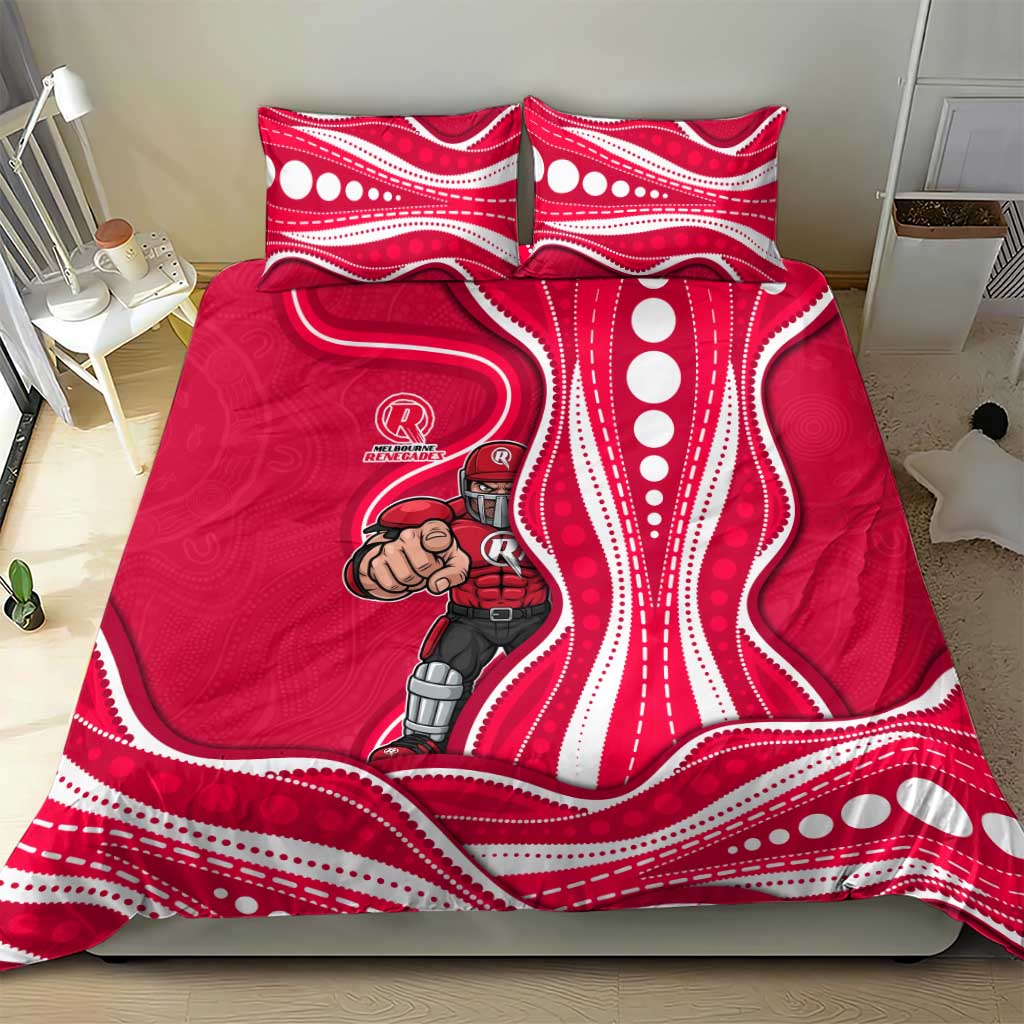 Melbourne Renegades Bedding Set Aboriginal Dot Art Red White - Tribal Wave Pattern