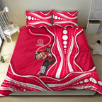 Melbourne Renegades Bedding Set Aboriginal Dot Art Red White - Tribal Wave Pattern