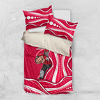 Melbourne Renegades Bedding Set Aboriginal Dot Art Red White - Tribal Wave Pattern