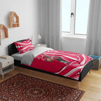 Melbourne Renegades Bedding Set Aboriginal Dot Art Red White - Tribal Wave Pattern