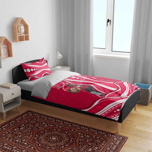 Melbourne Renegades Bedding Set Aboriginal Dot Art Red White - Tribal Wave Pattern
