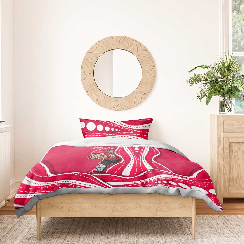 Melbourne Renegades Bedding Set Aboriginal Dot Art Red White - Tribal Wave Pattern