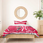 Melbourne Renegades Bedding Set Aboriginal Dot Art Red White - Tribal Wave Pattern