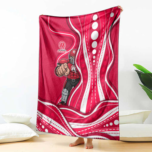 Melbourne Renegades Blanket Aboriginal Dot Art Red White - Tribal Wave Pattern