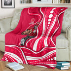 Melbourne Renegades Blanket Aboriginal Dot Art Red White - Tribal Wave Pattern