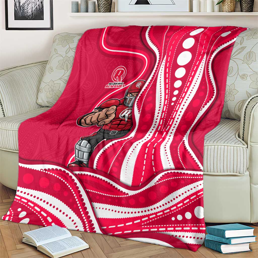 Melbourne Renegades Blanket Aboriginal Dot Art Red White - Tribal Wave Pattern
