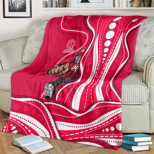 Melbourne Renegades Blanket Aboriginal Dot Art Red White - Tribal Wave Pattern
