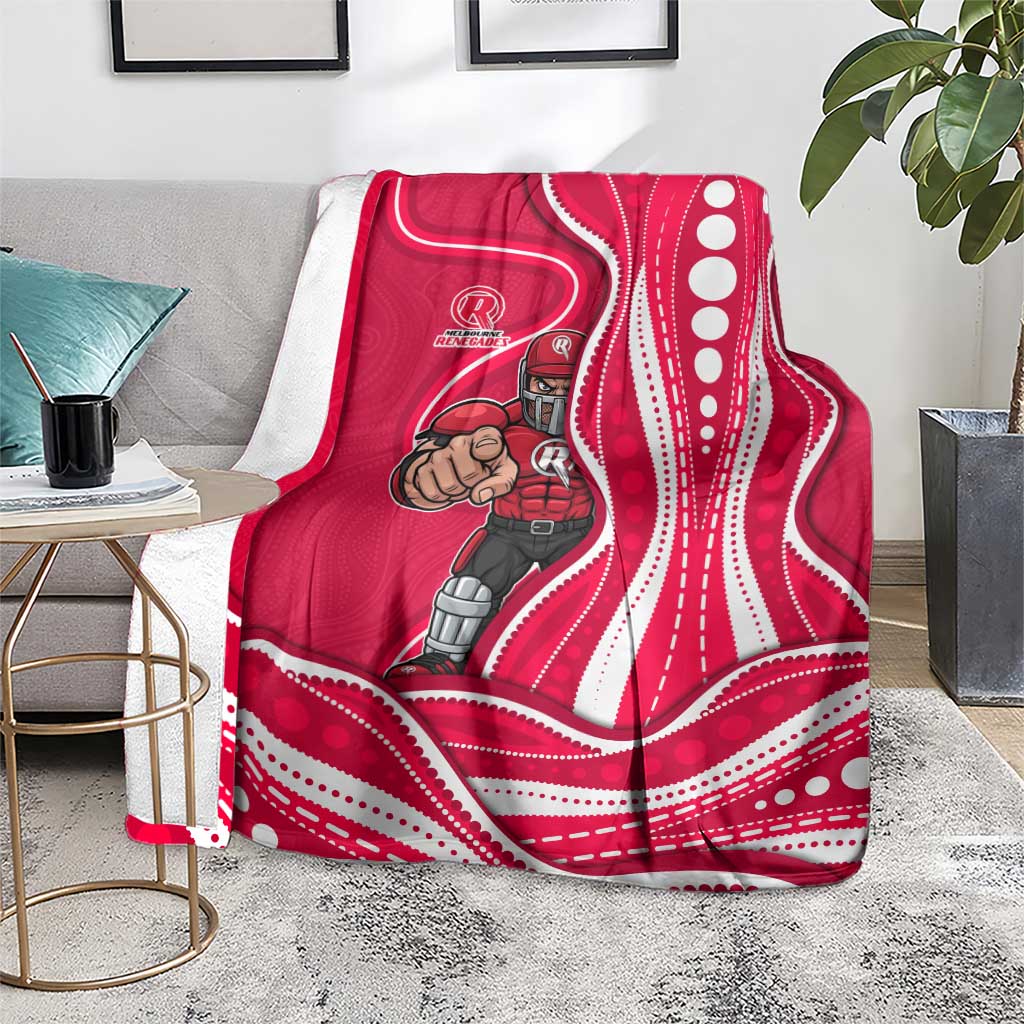 Melbourne Renegades Blanket Aboriginal Dot Art Red White - Tribal Wave Pattern