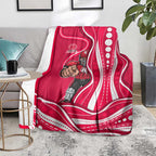 Melbourne Renegades Blanket Aboriginal Dot Art Red White - Tribal Wave Pattern