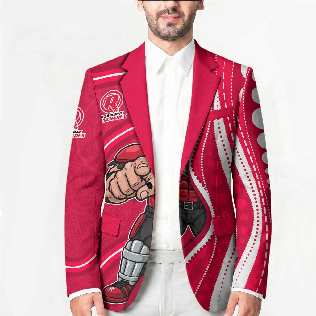 Melbourne Renegades Blazer Aboriginal Dot Art Red White - Tribal Wave Pattern