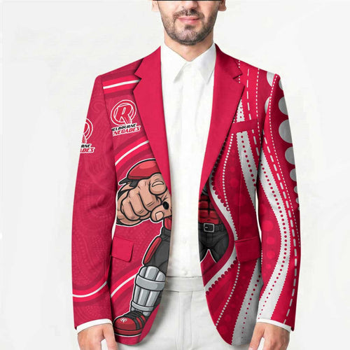 Melbourne Renegades Blazer Aboriginal Dot Art Red White - Tribal Wave Pattern
