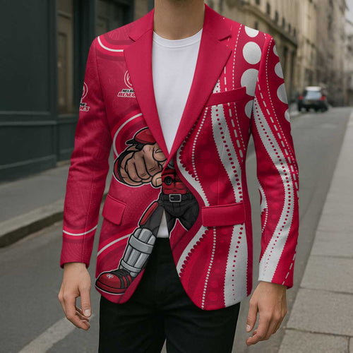 Melbourne Renegades Blazer Aboriginal Dot Art Red White - Tribal Wave Pattern