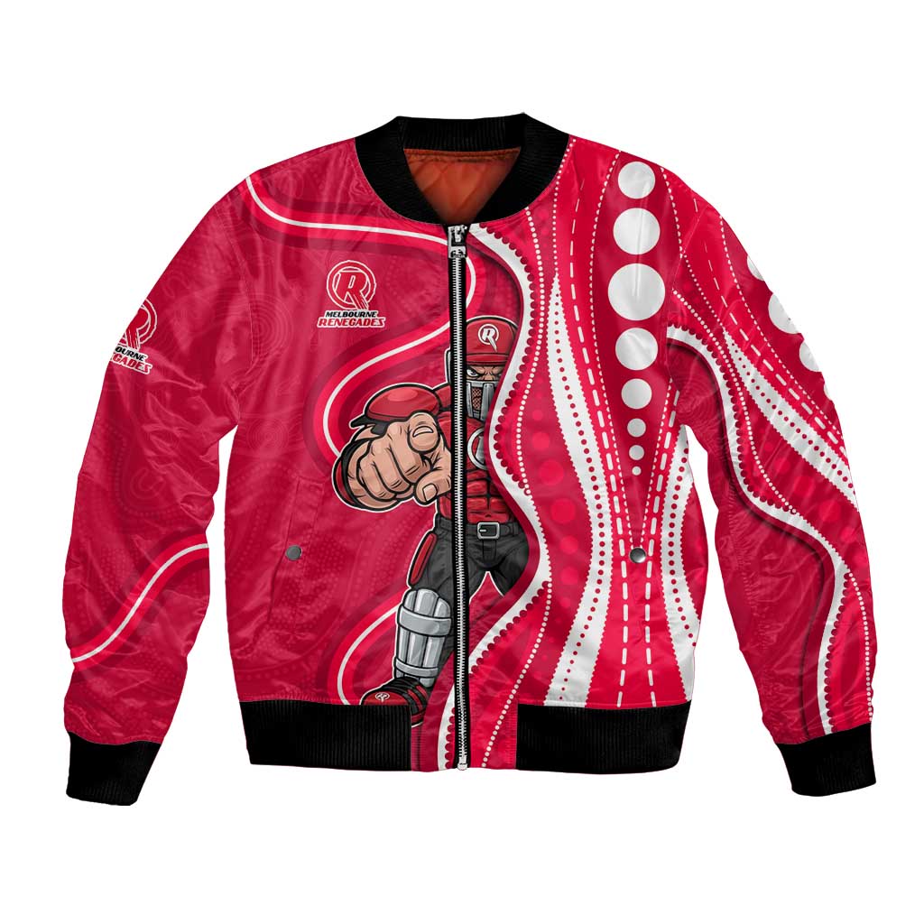 Melbourne Renegades Bomber Jacket Aboriginal Dot Art Red White - Tribal Wave Pattern