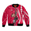 Melbourne Renegades Bomber Jacket Aboriginal Dot Art Red White - Tribal Wave Pattern