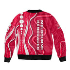 Melbourne Renegades Bomber Jacket Aboriginal Dot Art Red White - Tribal Wave Pattern