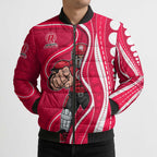 Melbourne Renegades Bomber Puffer Jacket Aboriginal Dot Art Red White - Tribal Wave Pattern